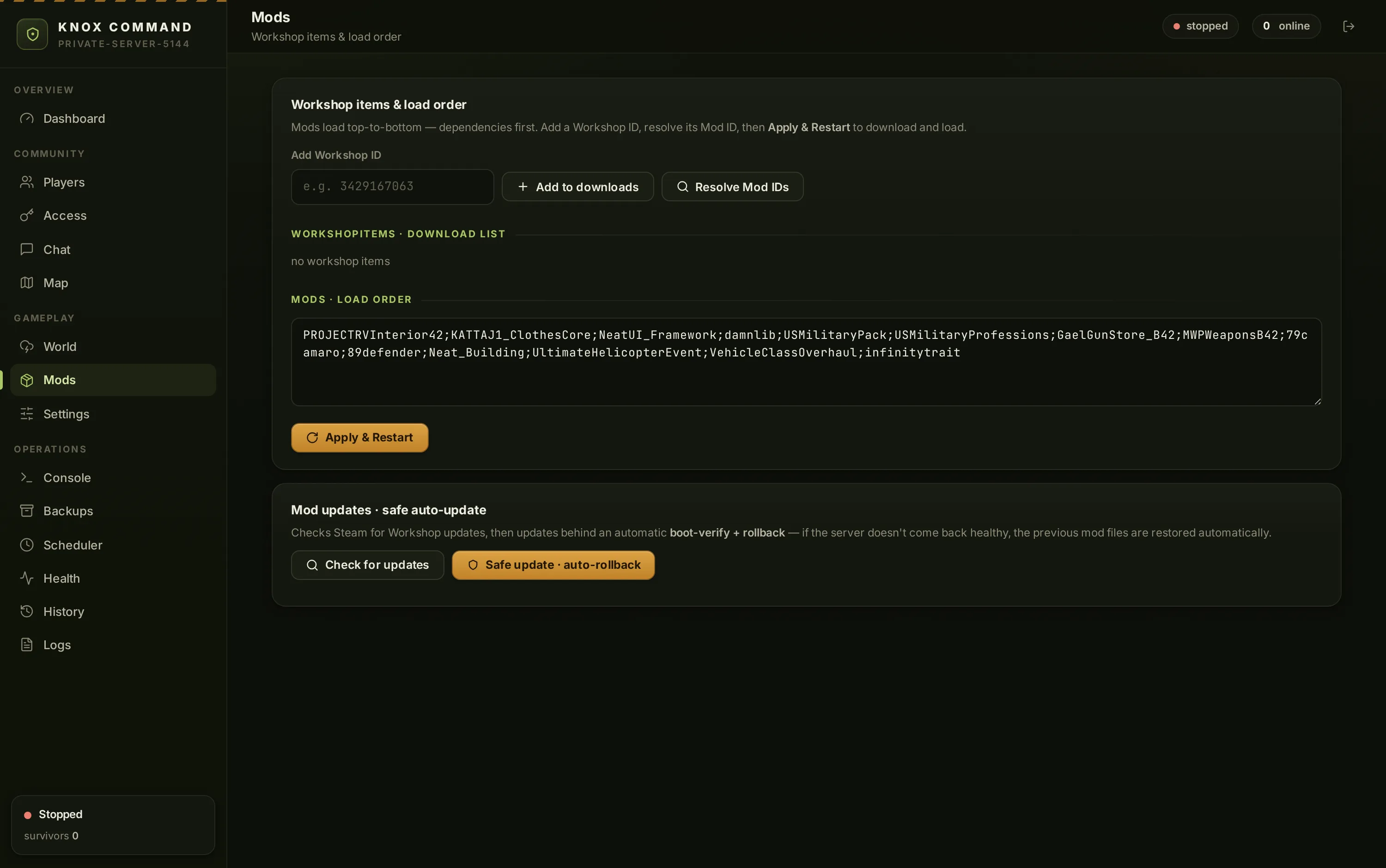 Mod manager